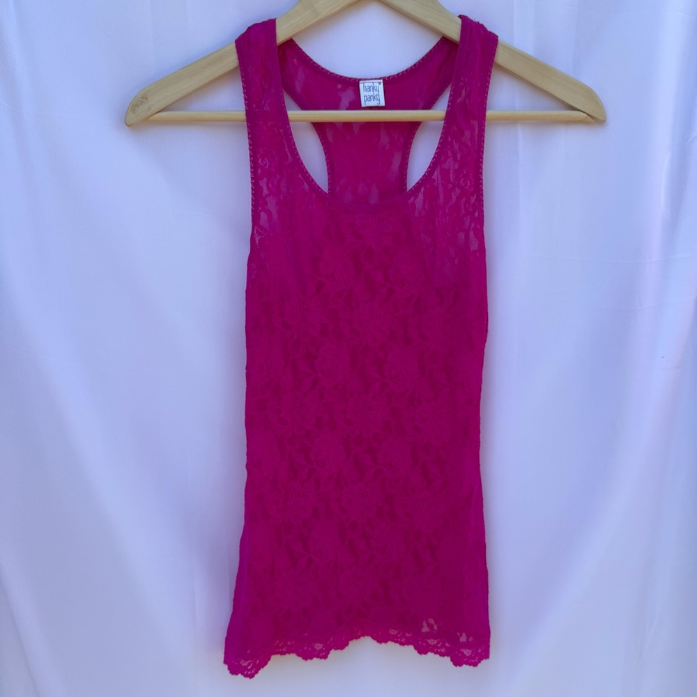 Vintage Hanky Panky Hot Pink Lace Tank